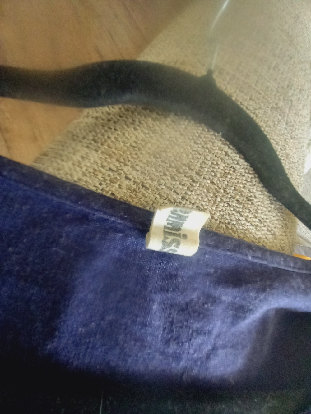 Navy Linen Sweet Button-Front DRESS - Picture 6 of 6